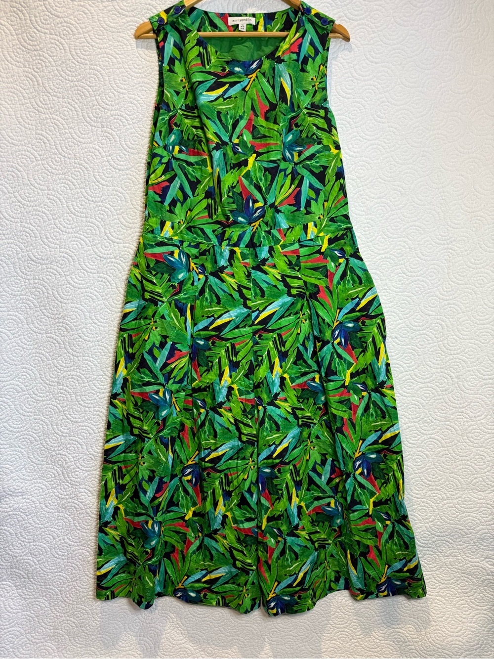 Emily and Fin Tropical Green XXL Sleeveless Maxi Jumpsuit Cocktail Resortwear - Picture 3 of 16